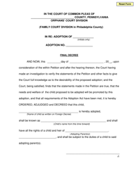 Document preview: Final Decree - Pennsylvania