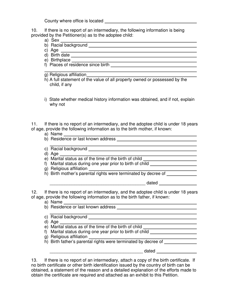 Petition for Adoption of a Foreign Born Child - Pennsylvania, Page 3