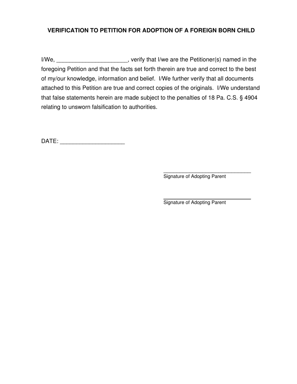 Petition for Adoption of a Foreign Born Child - Pennsylvania, Page 6
