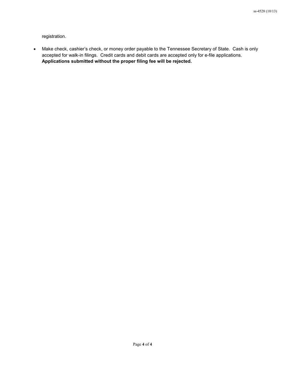 Form SS-4528 Initial Workers Compensation Exemption Registration Renewal Form - Tennessee, Page 4