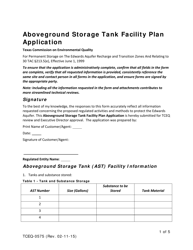 Document preview: Form TCEQ-0575 Aboveground Storage Tank Facility Plan Application - Texas