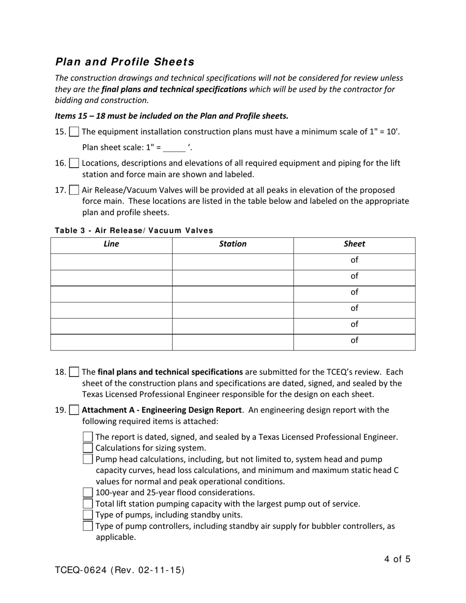 Form TCEQ-0624 Lift Station / Force Main System Application - Texas, Page 4