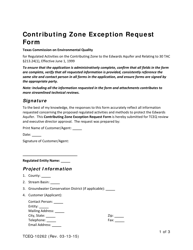 Document preview: Form TCEQ-10262 Contributing Zone Exception Request Form - Texas