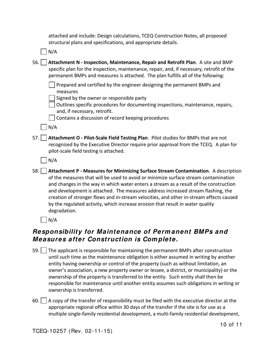 Form TCEQ-10257 Contributing Zone Plan Application - Texas, Page 10