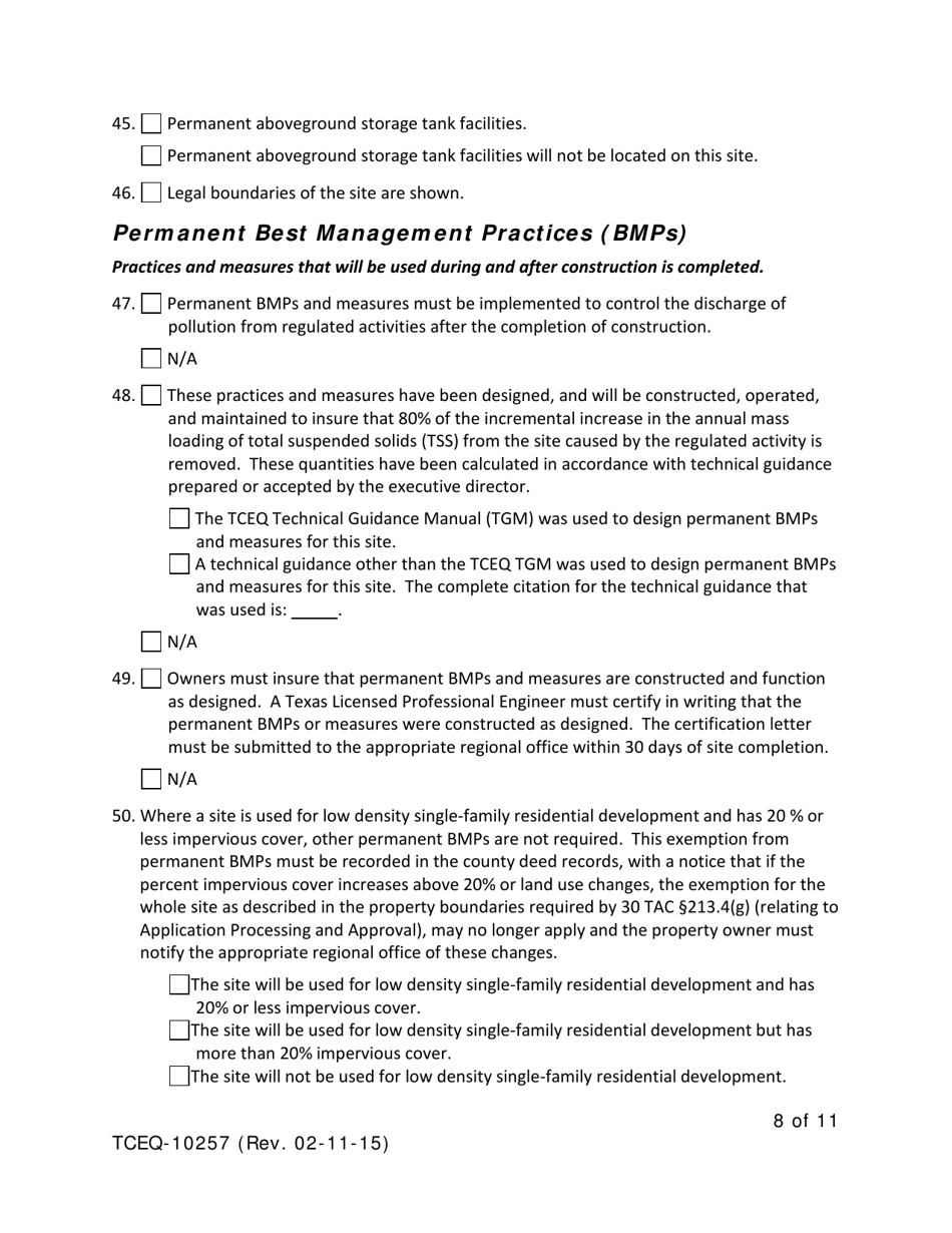 Form TCEQ-10257 Contributing Zone Plan Application - Texas, Page 8
