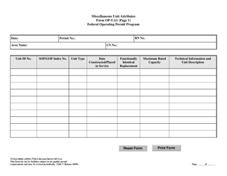 Form OP-UA1 (TCEQ-10044) Miscellaneous and Generic Unit Attributes - Texas, Page 3
