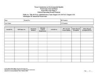 Form OP-UA19 (TCEQ-10034) Waste Water Unit Attributes - Texas, Page 4