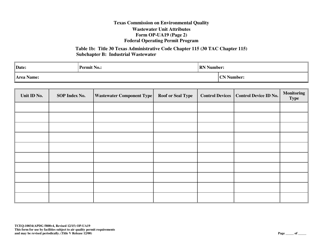 Form OP-UA19 (TCEQ-10034) Waste Water Unit Attributes - Texas, Page 5