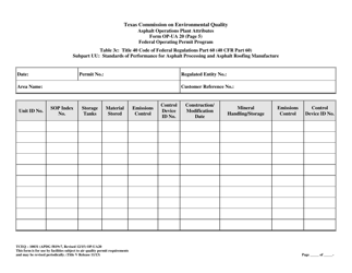 Form OP-UA20 (TCEQ-10031) Asphalt Operations Attributes - Texas, Page 11