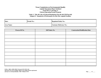 Form OP-UA20 (TCEQ-10031) Asphalt Operations Attributes - Texas, Page 8