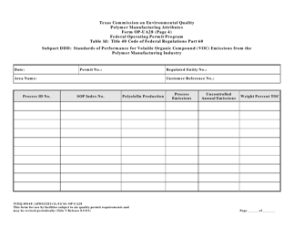 Form OP-UA28 (TCEQ-10048) Polymer Manufacturing Attributes - Texas, Page 13