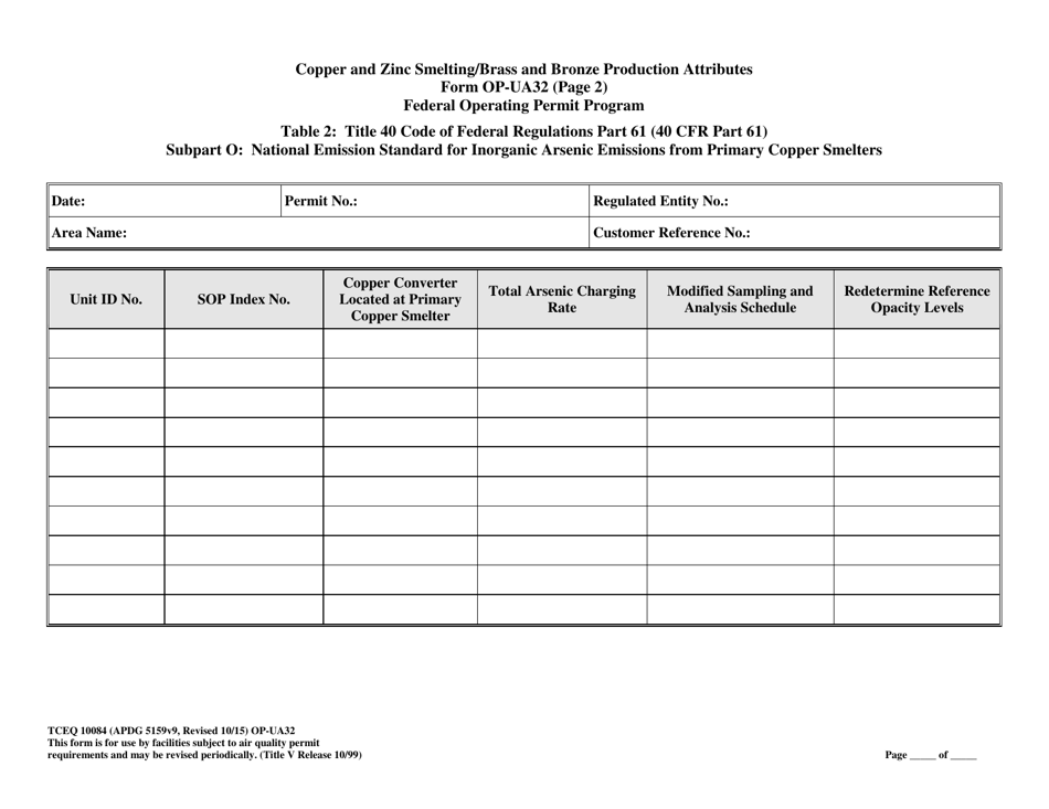 Form OP-UA32 (TCEQ-10084) Copper and Zinc Smelting / Brass and Bronze Production Attributes - Texas, Page 6
