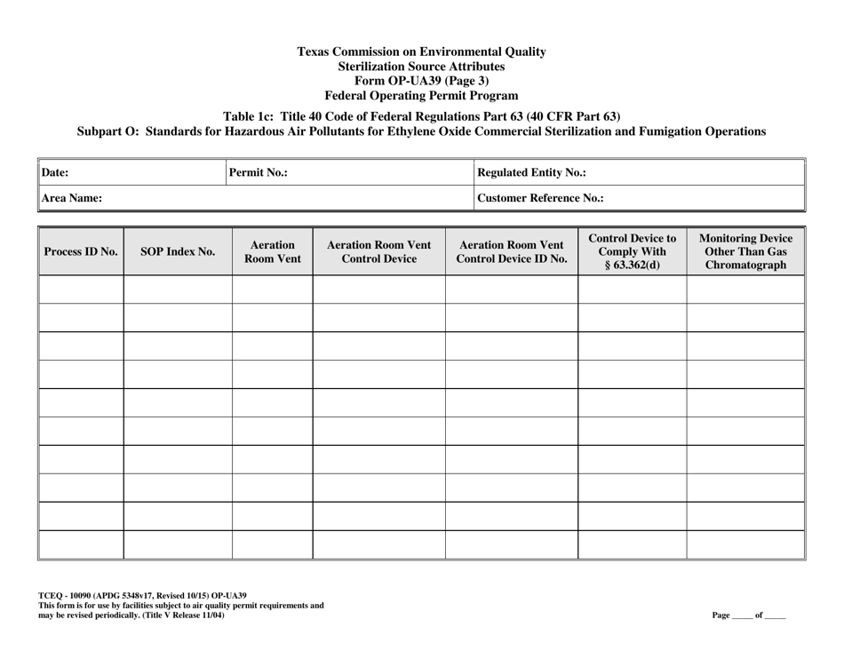 Form OP-UA39 (TCEQ-10090) Sterilization Source Attributes - Texas, Page 7