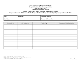 Form OP-UA42 (TCEQ-10093) Phosphate Fertilizer Manufacturing Attributes - Texas, Page 10