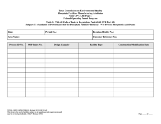 Form OP-UA42 (TCEQ-10093) Phosphate Fertilizer Manufacturing Attributes - Texas, Page 6