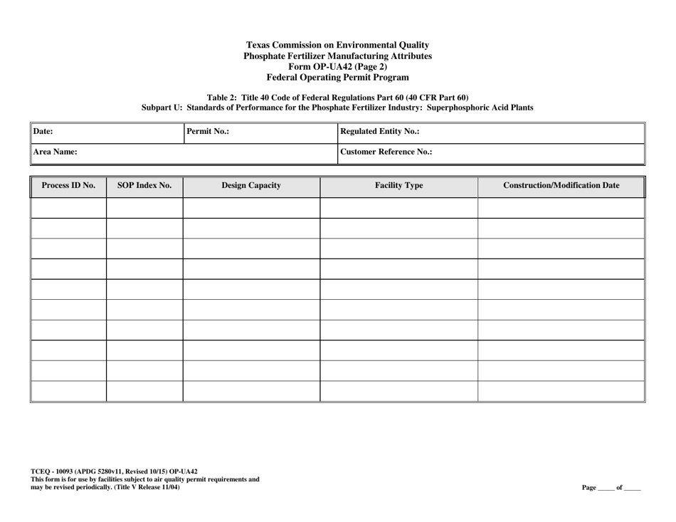 Form OP-UA42 (TCEQ-10093) Phosphate Fertilizer Manufacturing Attributes - Texas, Page 7