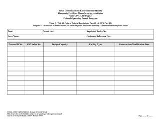 Form OP-UA42 (TCEQ-10093) Phosphate Fertilizer Manufacturing Attributes - Texas, Page 8