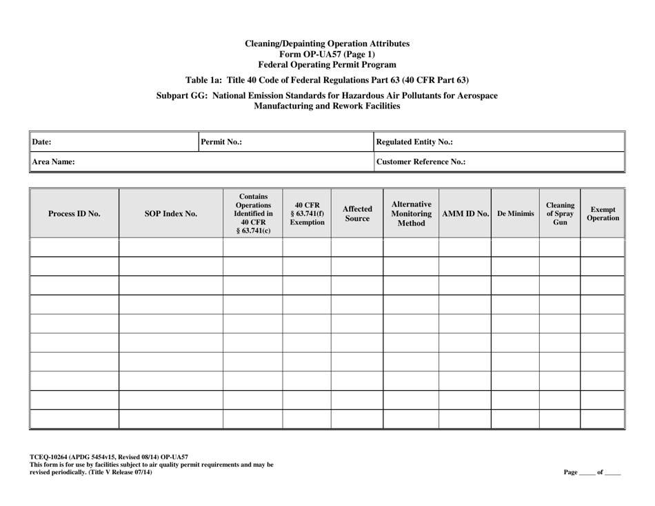 Form TCEQ-10264 (OP-UA57) Cleaning / Depainting Operation Attributes - Texas, Page 10