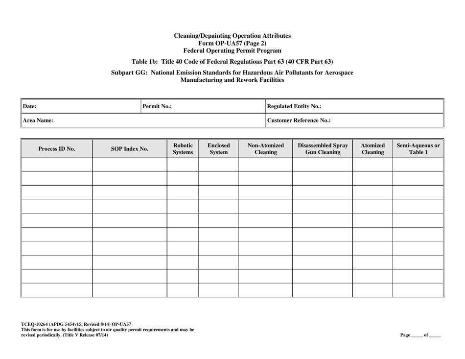 Form TCEQ-10264 (OP-UA57) Cleaning / Depainting Operation Attributes - Texas, Page 11