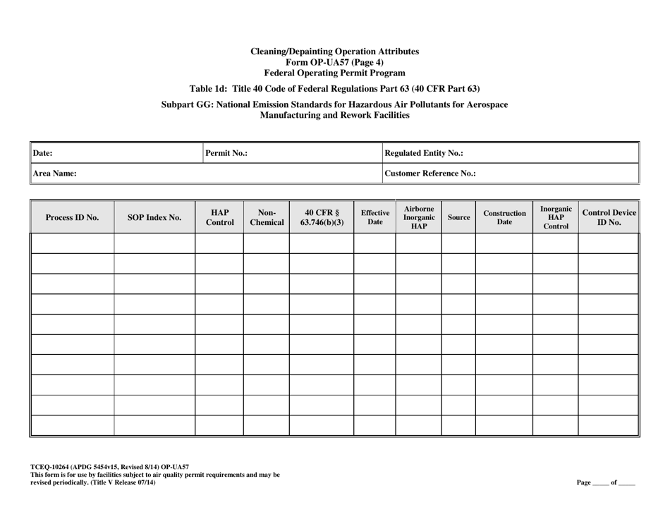 Form TCEQ-10264 (OP-UA57) Cleaning / Depainting Operation Attributes - Texas, Page 13