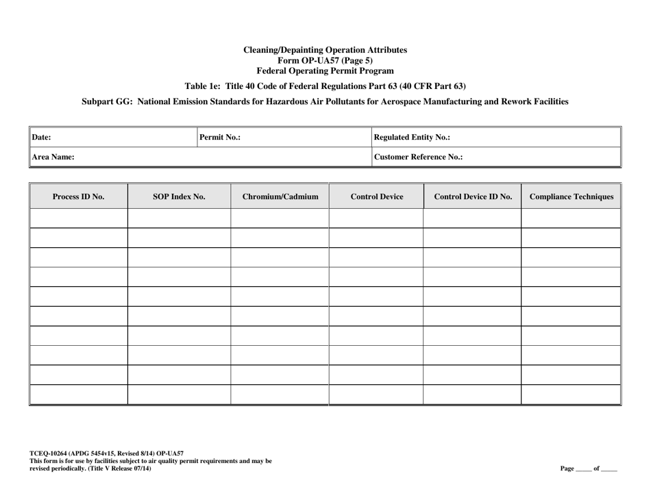 Form TCEQ-10264 (OP-UA57) Cleaning / Depainting Operation Attributes - Texas, Page 14