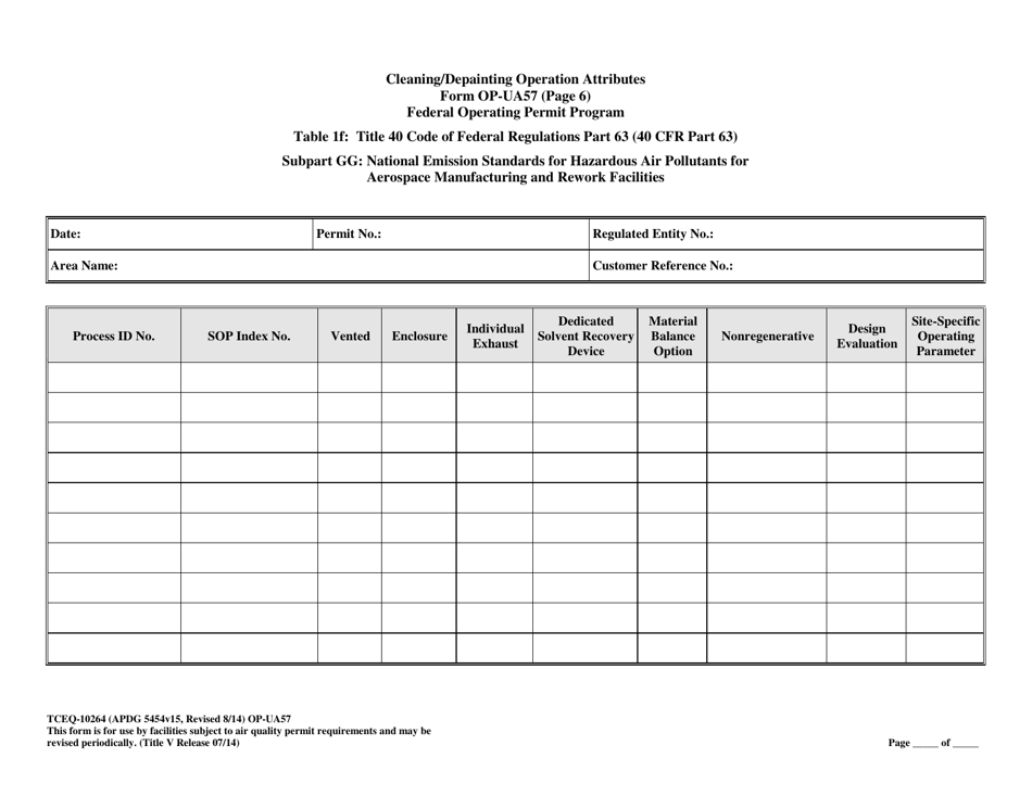 Form TCEQ-10264 (OP-UA57) Cleaning / Depainting Operation Attributes - Texas, Page 15