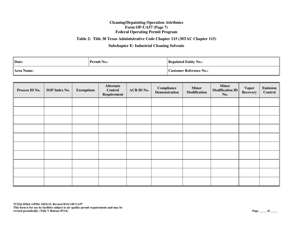 Form TCEQ-10264 (OP-UA57) Cleaning / Depainting Operation Attributes - Texas, Page 16