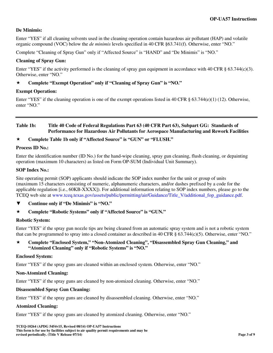 Form TCEQ-10264 (OP-UA57) Cleaning / Depainting Operation Attributes - Texas, Page 3