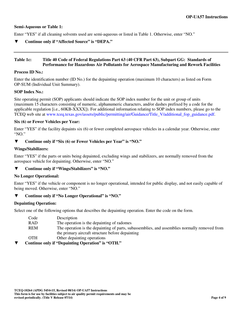 Form TCEQ-10264 (OP-UA57) Cleaning / Depainting Operation Attributes - Texas, Page 4