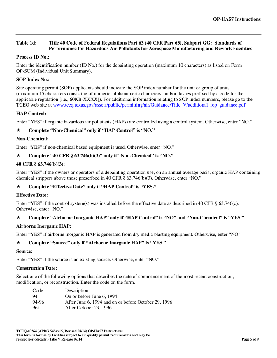 Form TCEQ-10264 (OP-UA57) Cleaning / Depainting Operation Attributes - Texas, Page 5