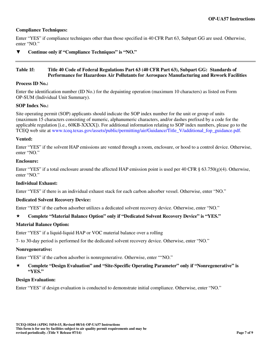Form TCEQ-10264 (OP-UA57) Cleaning / Depainting Operation Attributes - Texas, Page 7