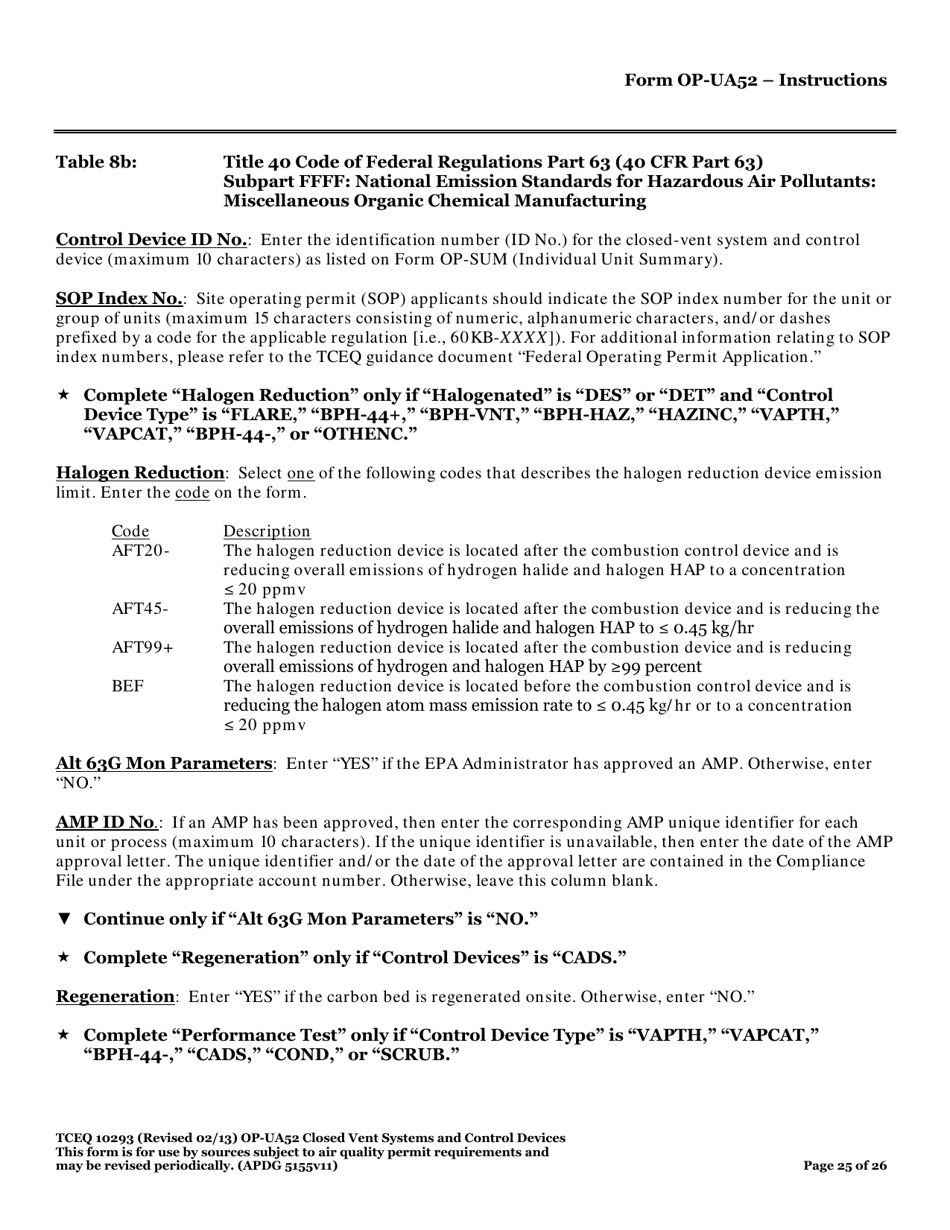 Form TCEQ-10293 (OP-UA52) Closed Vent Systems and Control Devices - Texas, Page 25