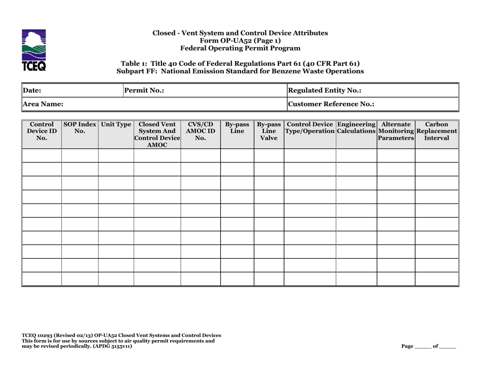 Form TCEQ-10293 (OP-UA52) Closed Vent Systems and Control Devices - Texas, Page 27
