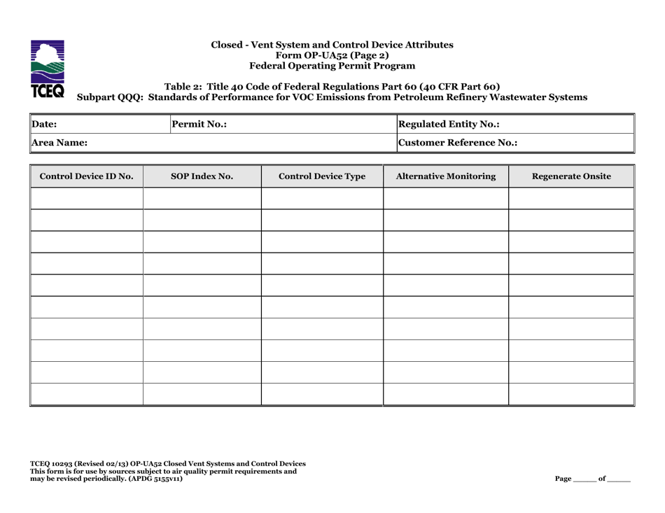 Form TCEQ-10293 (OP-UA52) Closed Vent Systems and Control Devices - Texas, Page 28