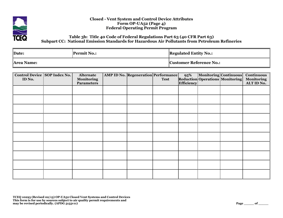Form TCEQ-10293 (OP-UA52) Closed Vent Systems and Control Devices - Texas, Page 30