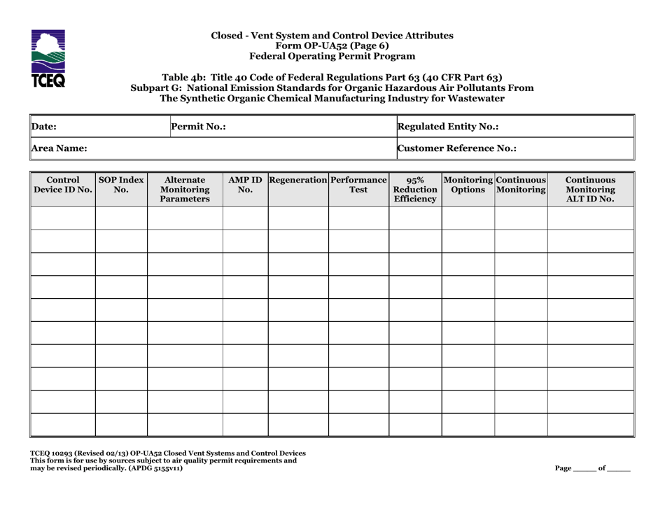 Form TCEQ-10293 (OP-UA52) Closed Vent Systems and Control Devices - Texas, Page 32