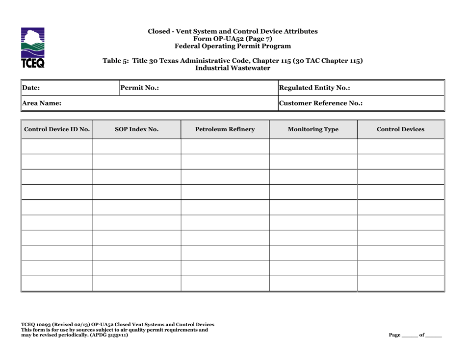 Form TCEQ-10293 (OP-UA52) Closed Vent Systems and Control Devices - Texas, Page 33