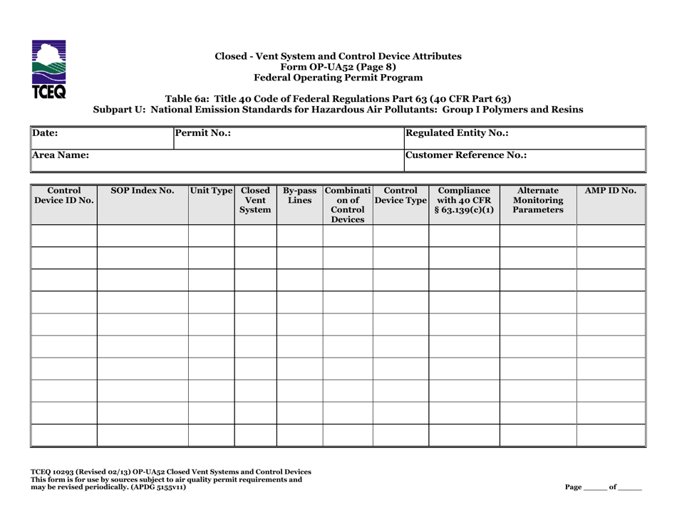 Form TCEQ-10293 (OP-UA52) Closed Vent Systems and Control Devices - Texas, Page 34