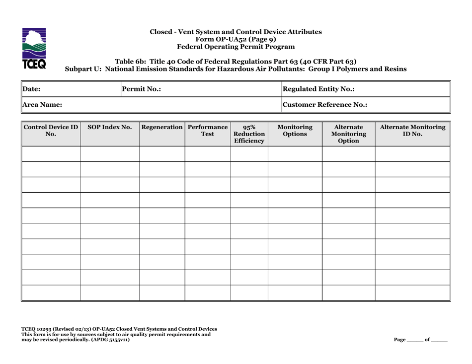 Form TCEQ-10293 (OP-UA52) Closed Vent Systems and Control Devices - Texas, Page 35