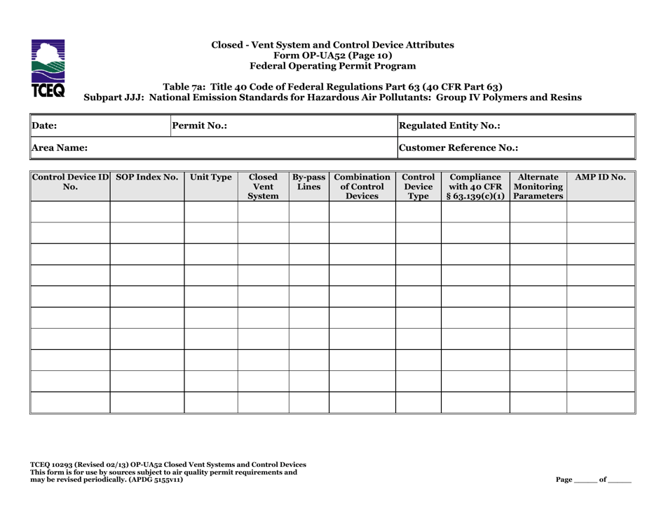 Form TCEQ-10293 (OP-UA52) Closed Vent Systems and Control Devices - Texas, Page 36