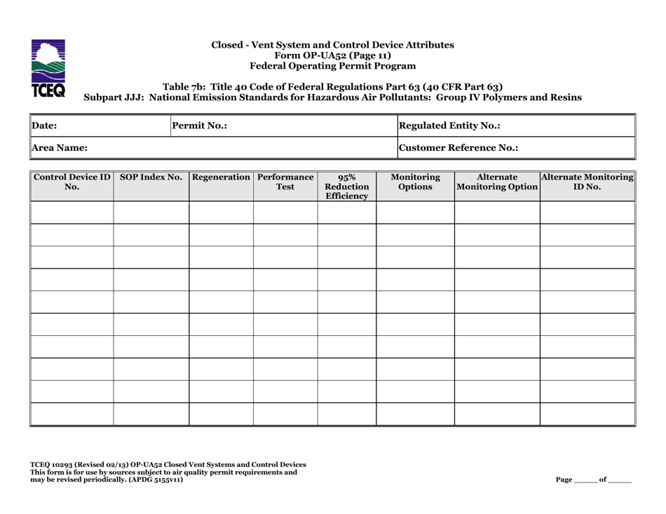 Form TCEQ-10293 (OP-UA52) Closed Vent Systems and Control Devices - Texas, Page 37