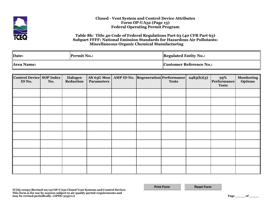 Form TCEQ-10293 (OP-UA52) Closed Vent Systems and Control Devices - Texas, Page 39