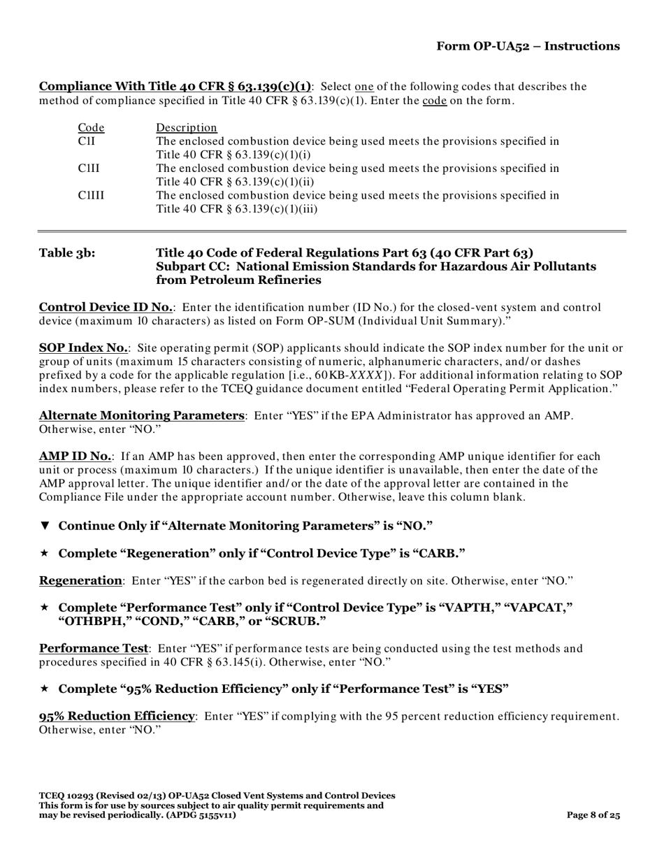 Form TCEQ-10293 (OP-UA52) Closed Vent Systems and Control Devices - Texas, Page 8