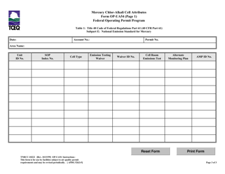 Form TCEQ-10222 (OP-UA54) Mercury Chlor-Alkali Cell Atributes - Texas, Page 3