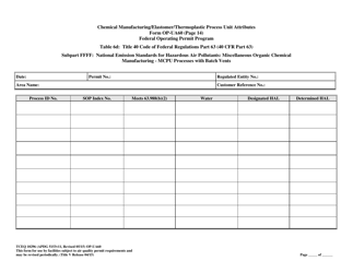 Form TCEQ-10296 (OP-UA60) Chemical Manufacturing Process Unit Attributes - Texas, Page 34
