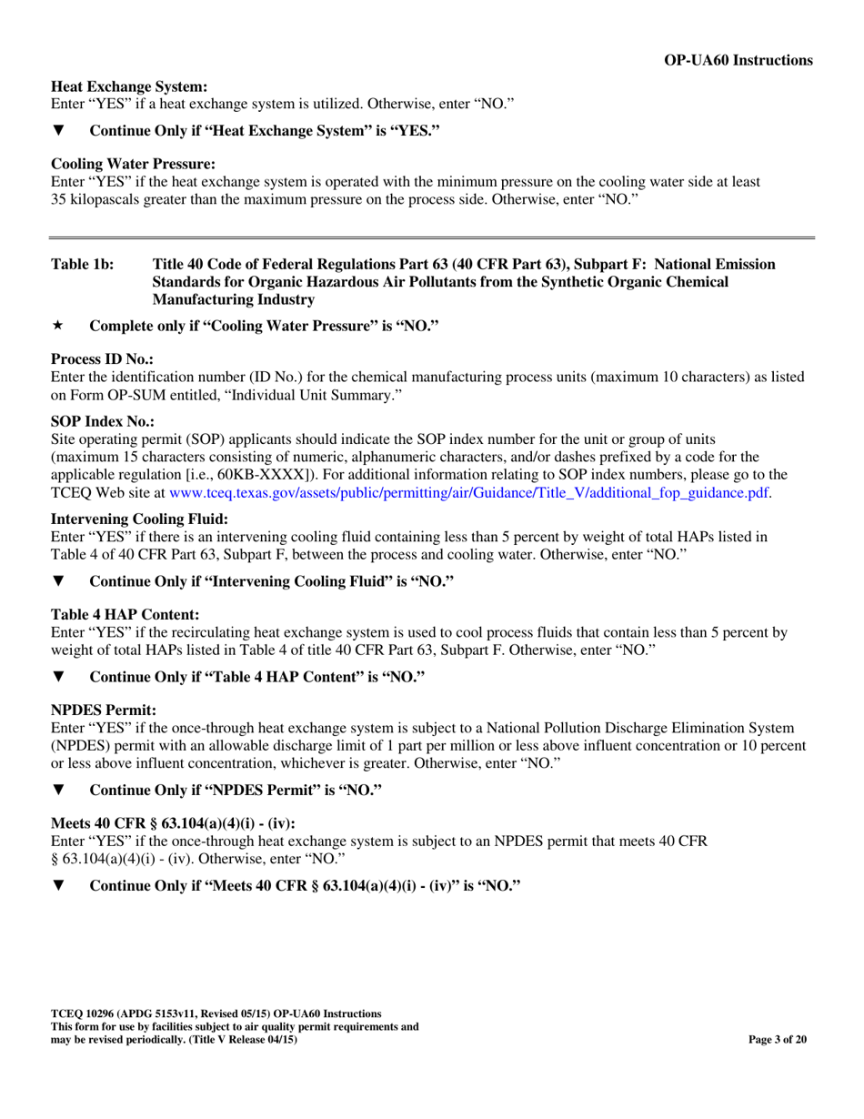 Form TCEQ-10296 (OP-UA60) Chemical Manufacturing Process Unit Attributes - Texas, Page 3