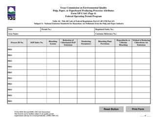 Form TCEQ-10345 (OP-UA61) Pulp, Paper, or Paperboard Producing Process Attributes - Texas, Page 10