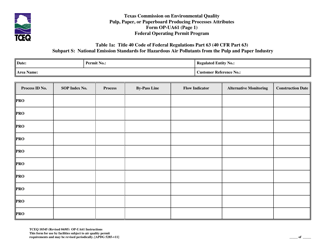 Form TCEQ-10345 (OP-UA61) Pulp, Paper, or Paperboard Producing Process Attributes - Texas, Page 7