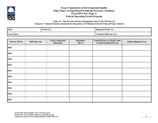 Form TCEQ-10345 (OP-UA61) Pulp, Paper, or Paperboard Producing Process Attributes - Texas, Page 8