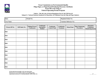 Form TCEQ-10345 (OP-UA61) Pulp, Paper, or Paperboard Producing Process Attributes - Texas, Page 9